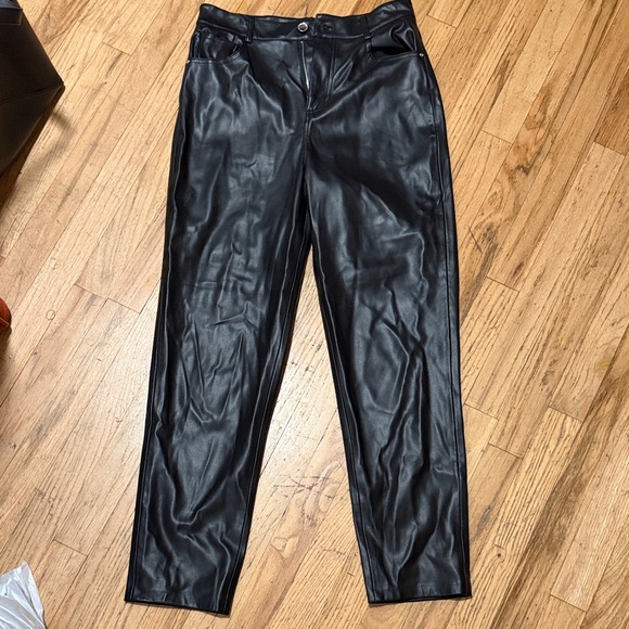 Zara Black Leather Look Trousers - Picture 1 of 3